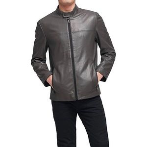 DKNY Men’s Genuine Leather Racer Jacket Medium